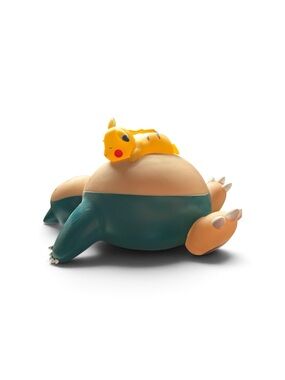 Pokemon Yellow Pikachu on Teal and Tan Snorlax lamp Figure